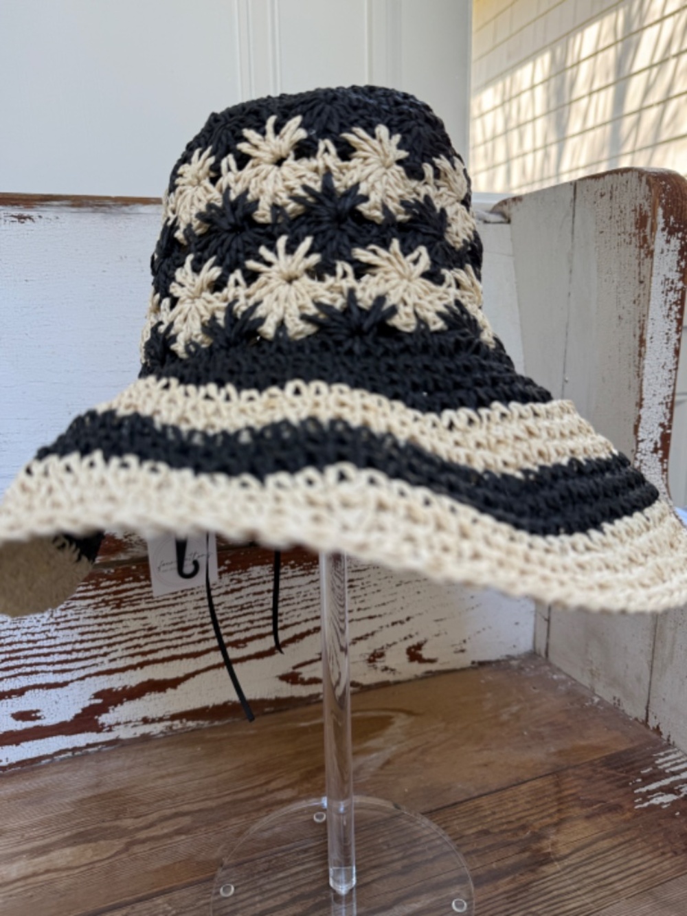 NWT Anthropologie Paper Crochet Black Sun Hat - Picture 6 of 6